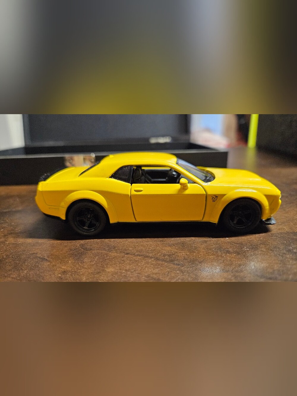 Yellow Dodge Challenger SRT Demon Pull back action Doors open and close